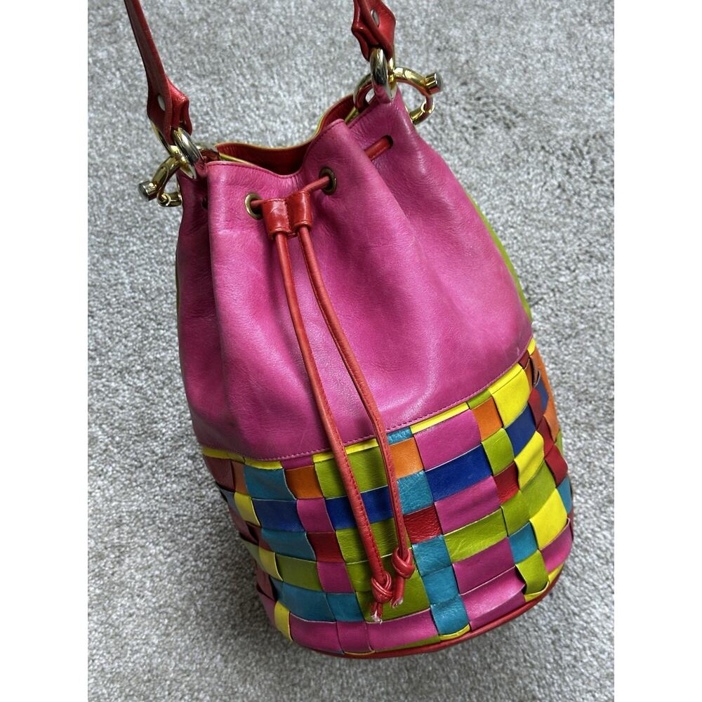 Joseph B Exclusive New York Colorful Woven Bucket Bag Boho Drawstring Crossbody - Picture 3 of 13